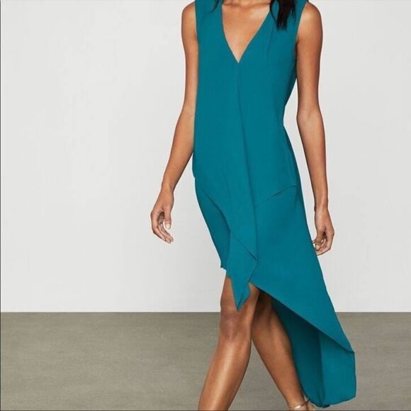BCBGMAXAZRIA Sleeveless Cascade-Ruffle High-Low Dress XS - Picture 3 of 5
